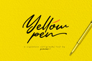 Yellow Pen Script Font for Handmade Labels and Invitations